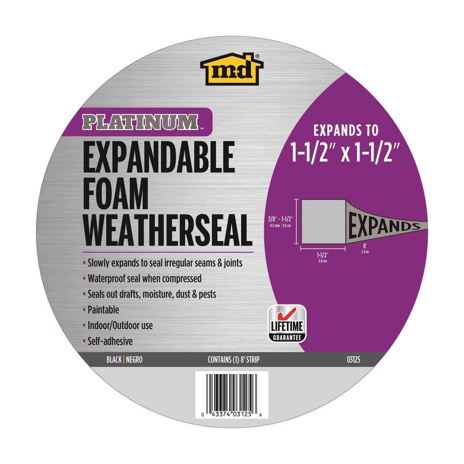 M-D Building Products Platinum Black Foam Waterproof Weatherseal For Multi-Purpose - Zenithce