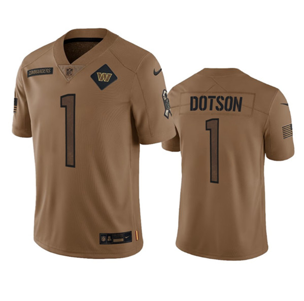 Washington Commanders #1 Jahan Dotson 2023 Brown Salute To Service Limited Stitched Jersey - Zenithce