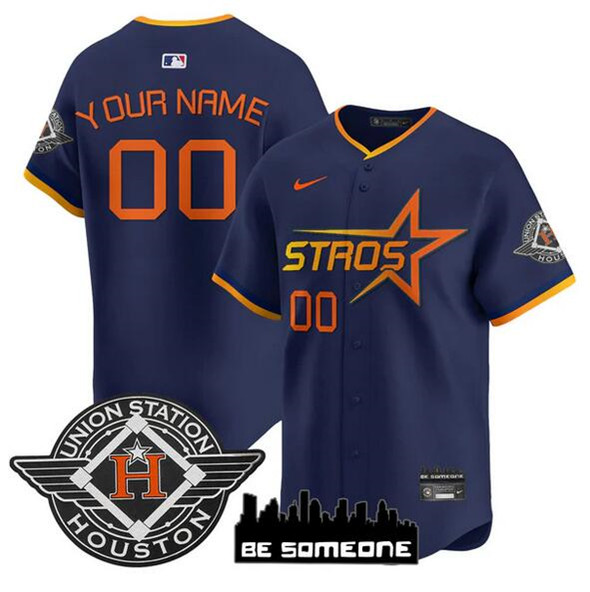 Houston Astros Custom Navy 2025 City Connect Limited Stitched Jersey - Zenithce