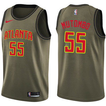 Atlanta Hawks #55 Dikembe Mutombo Green Salute to Service Swingman Jersey - Zenithce