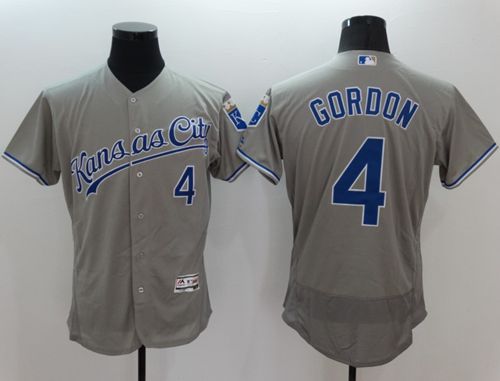 Royals #4 Alex Gordon Grey Flexbase Authentic Collection Stitched Jersey - Zenithce