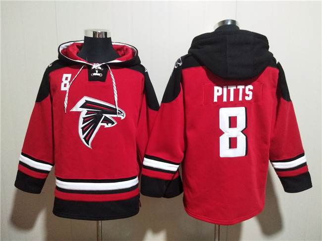 Atlanta Falcons #8 Kyle Pitts Red Ageless Must-Have Lace-Up Pullover Hoodie - Zenithce
