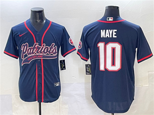 New England Patriots #10 Drake Maye Navy With Path Cool Base Stitched Jersey - Zenithce