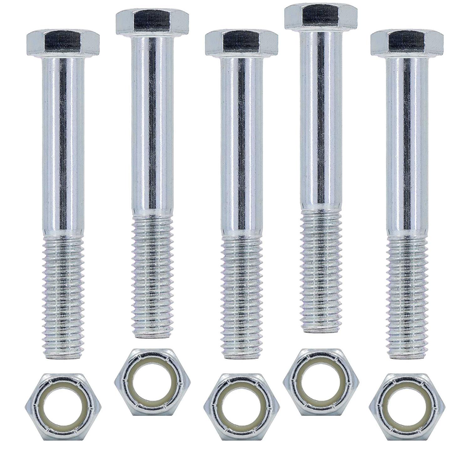 Grade 2 Shear Bolts for Rotary Cutters 1/2 x 3-1/2 with Nylock Nuts - Zenithce