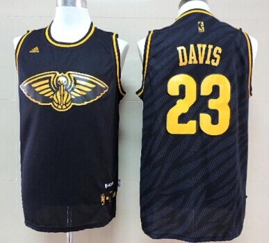 New Orleans Pelicans #23 Anthony Davis Revolution 30 Swingman 2014 Black With Gold Jersey - Zenithce