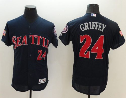 Mariners #24 Ken Griffey Navy Blue Fashion Stars Stripes Flexbase Authentic Stitched Jersey - Zenithce