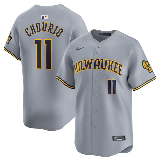 Milwaukee Brewers #11 Jackson Chourio Gray 2024 Away Limited Stitched Jersey - Zenithce