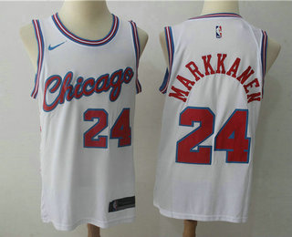 Chicago Bulls #24 Laur Markkanen White 2017-18 City Edition Swingman Jersey - Zenithce