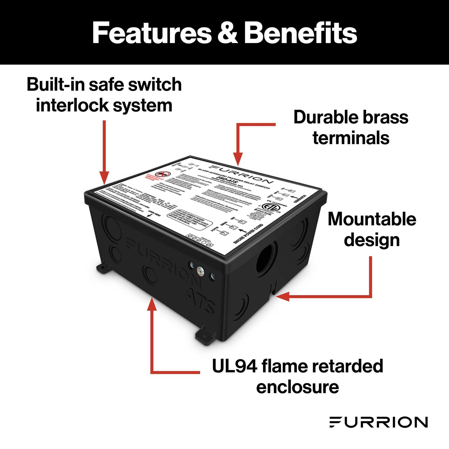 Furrion F30INS-BS-AM Black Square 30 Amp RV Inlet with Stainless Steel Plate and Power Smart LED - Zenithce