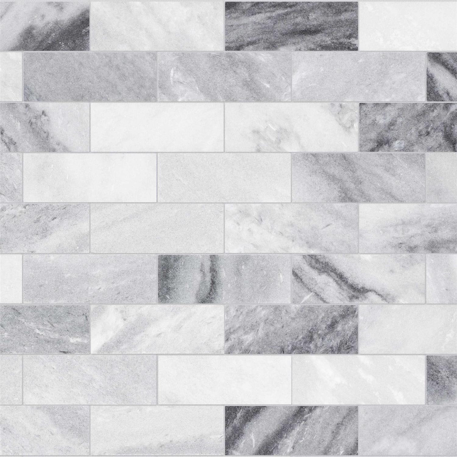 Satori Storm Gray 12-in x 12-in Polished Natural Stone Marble Hexagon Marble Look Floor and Wall Tile 1001-0171-0 - Zenithce