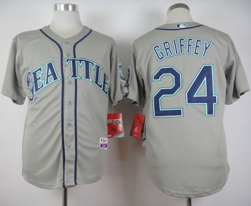 Mariners #24 Ken Griffey Stitched Grey Cool Base Jersey - Zenithce