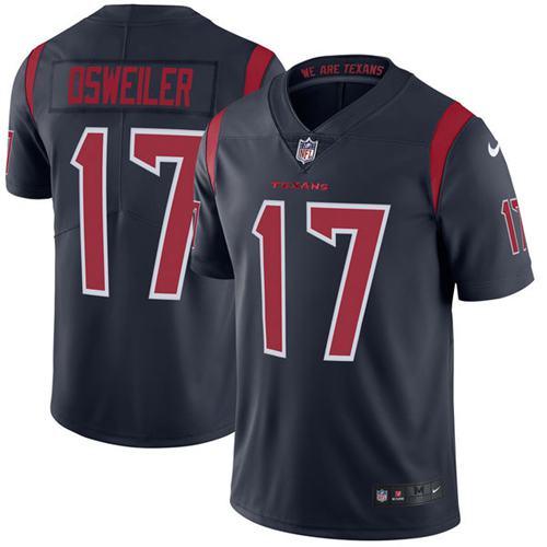 Texans #17 Brock Osweiler Navy Blue Stitched Limited Rush Nike Jersey - Zenithce