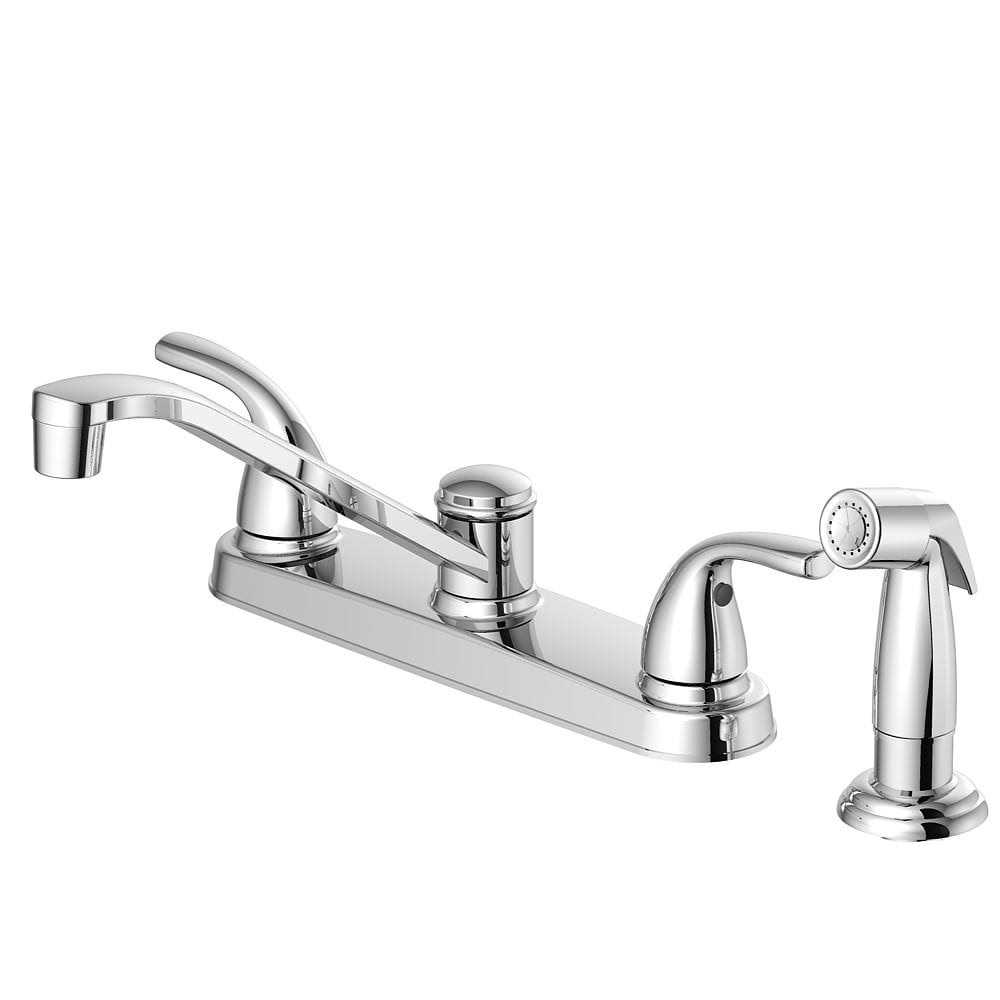 Project Source Dover Chrome 2-Handle Low-arc Kitchen Faucet F8F11094CP - Zenithce