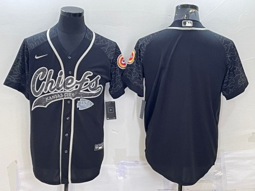 Kansas City Chiefs Blank Black Reflective With Patch Cool Base Stitched Jersey - Zenithce