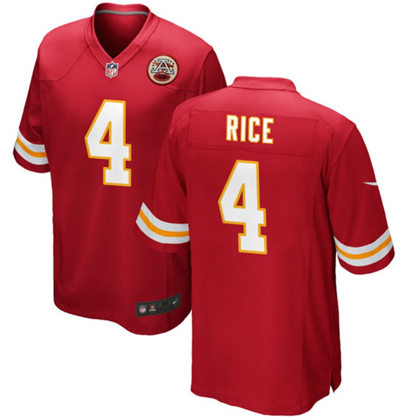 Kansas City Chiefs #4 Rashee Rice Red Stitched Game Jersey - Zenithce