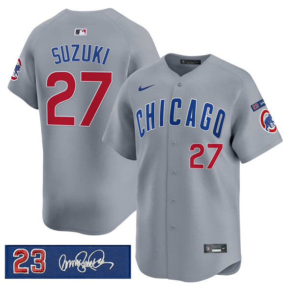 Chicago Cubs #27 Seiya Suzuki Gray 'Ryne Sandberg Tribute' Vapor Limited V3 Stitched Jersey - Zenithce