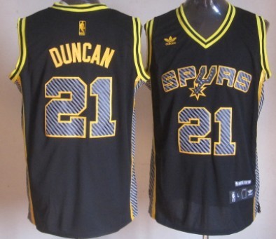 San Antonio Spurs #21 Tim Duncan Black Electricity Fashion Jersey - Zenithce