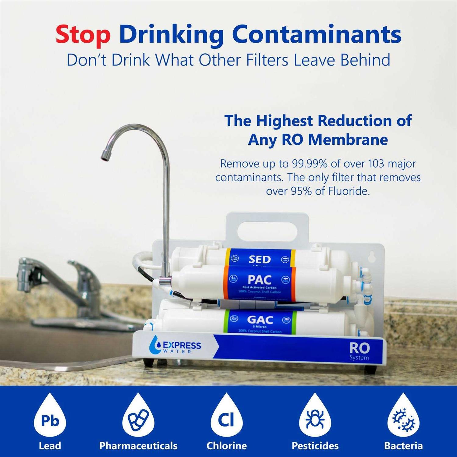 Express Water Alkaline Filter Mineral, Antioxidant, pH + Water Filter Replacement 10 inch Inline Quick Connect Filter Under Sink and Reverse - Zenithce