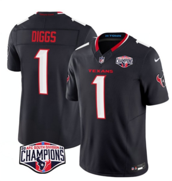 Houston Texans #1 Stefon Diggs Navy F.U.S.E. 2024 AFC South Division Champions Vapor Limited Stitched Jersey - Zenithce