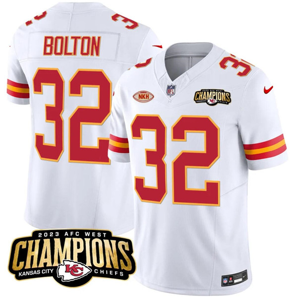 Kansas City Chiefs #32 Nick Bolton White 2023 F.U.S.E. AFC West Champions With 