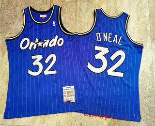 Orlando Magic #32 Shaquille O'neal 1994-95 Blue Hardwood Classics Soul AU Throwback Jersey - Zenithce