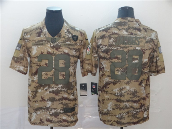Raiders #28 Josh Jacobs Camo Salute To Service Limited Stitched Jersey - Zenithce