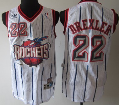 Houston Rockets #22 Clyde Drexler ABA Hardwood Classic Swingman White Jersey - Zenithce