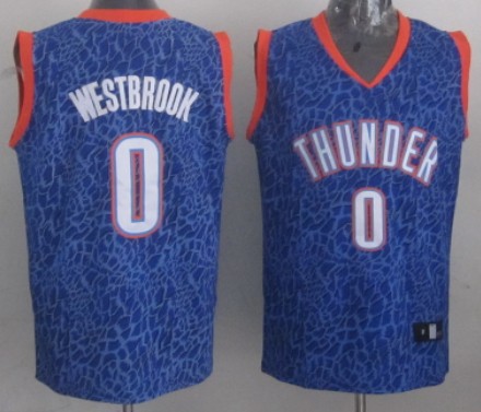 Oklahoma City Thunder #0 Russell Westbrook Blue Leopard Print Fashion Jersey - Zenithce