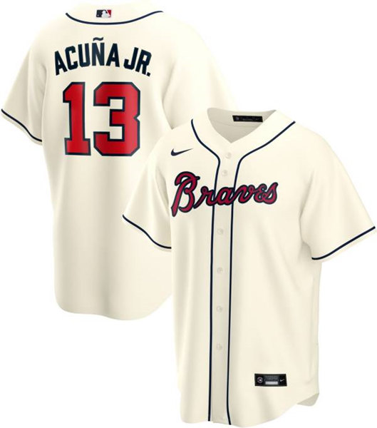 Atlanta Braves #13 Ronald Acuña Jr Cream Cool Base Stitched Jersey - Zenithce