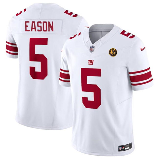 New York Giants #5 Jacob Eason White 2023 F.U.S.E. With John Madden Patch Vapor Limited Stitched Jersey - Zenithce
