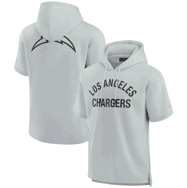 Los Angeles Chargers Gray Super Soft Fleece Short Sleeve Hoodie - Zenithce