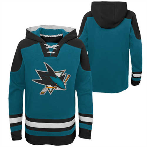 San Jose Sharks Blank Teal Ageless Must-Have Lace-Up Pullover Hoodie - Zenithce