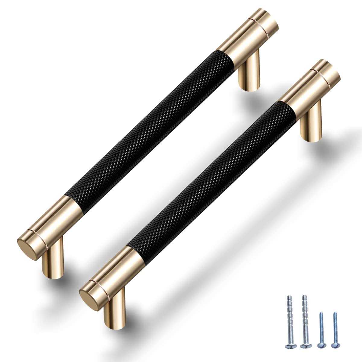 Gutuwellea Drawer pull 12 Pack 5′ Cabinet Handles Cabinet Pulls Aluminum Handles round pull for Drawer Pulls Gold and nickle Oxidation Finish with Dia - Zenithce