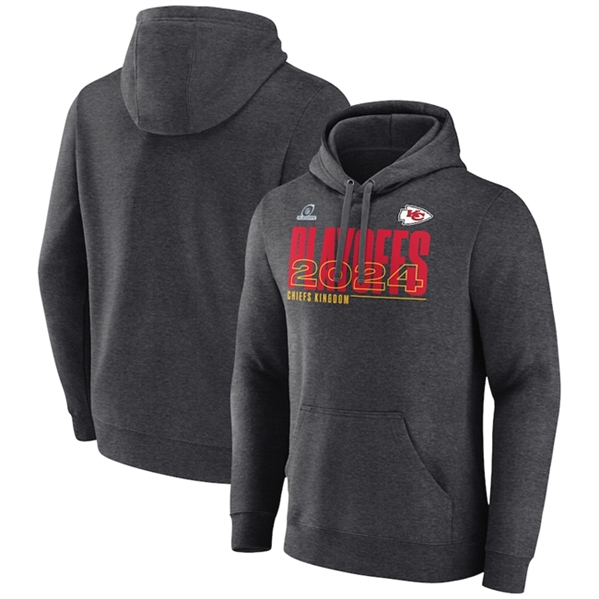 Kansas City Chiefs Charcoal 2024 Playoffs Pullover Hoodie - Zenithce