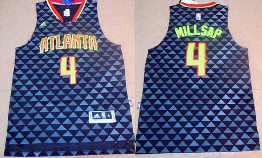 Atlanta Hawks #4 Paul Millsap Revolution 30 Swingman 2015-16 New Black Jersey - Zenithce