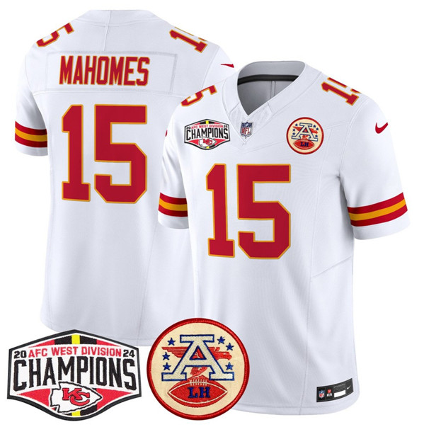 Kansas City Chiefs #15 Patrick Mahomes White F.U.S.E. 2024 AFC West Division Champions Vapor Limited Stitched Jersey - Zenithce