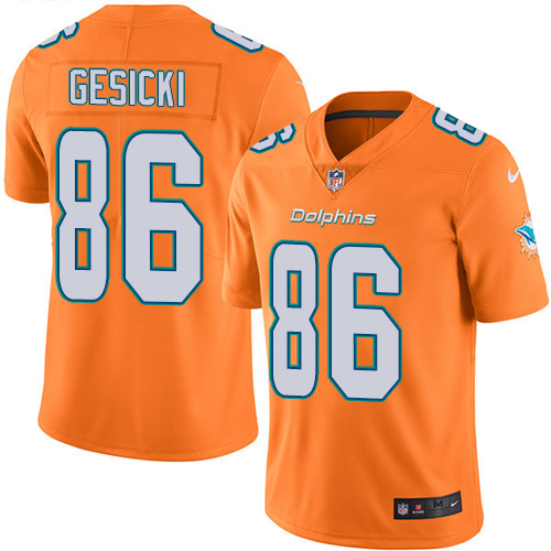 Miami Dolphins #86 Mike Gesicki Orange Vapor Untouchable Limited Stitched Jersey - Zenithce