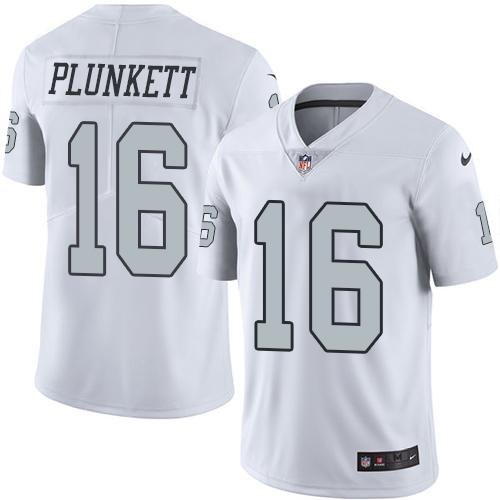 Raiders #16 Jim Plunkett White Stitched Limited Rush Nike Jersey - Zenithce