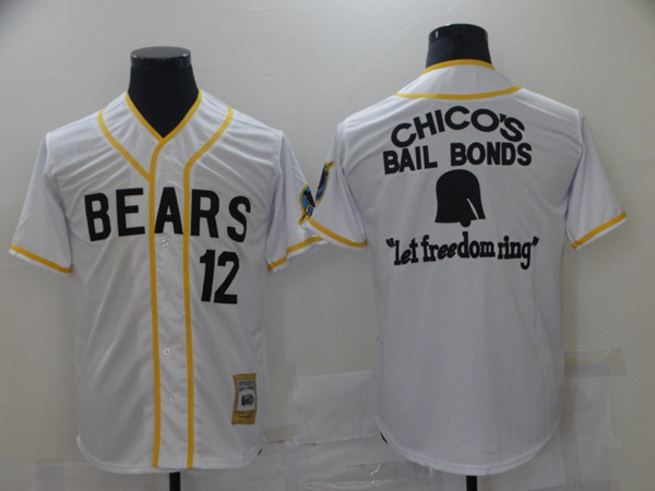 Chico's Bail Bonds Bad News Bears #12 White Stitched Jersey - Zenithce