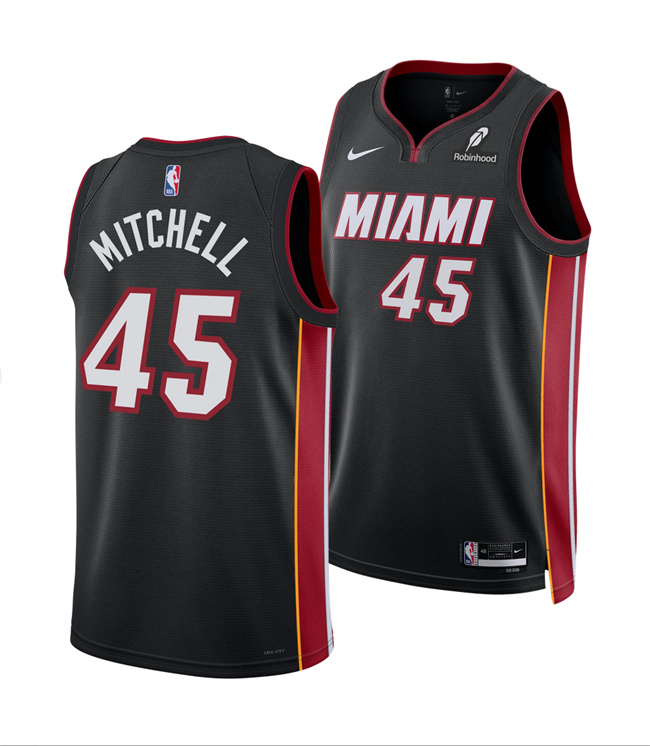 Miami Heat #45 Davion Mitchell Black 2025 Icon Edition Swingman Stitched Jersey - Zenithce
