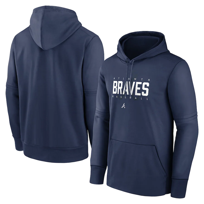 Atlanta Braves Navy Pregame Performance Pullover Hoodie - Zenithce