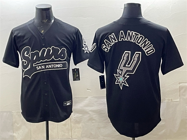 San Antonio Spurs Team Big Logo Black Stitched Jersey - Zenithce