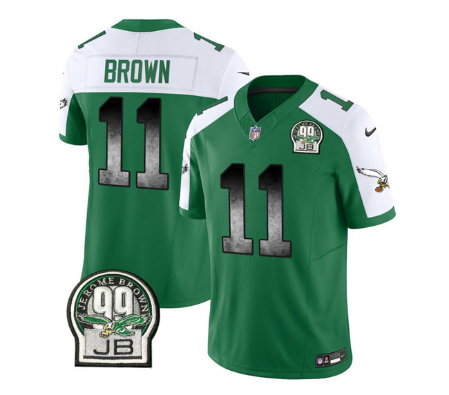 Philadelphia Eagles #11 A. J. Brown Green White 2023 F.U.S.E. Throwback Vapor Untouchable Limited Stitched Jersey - Zenithce