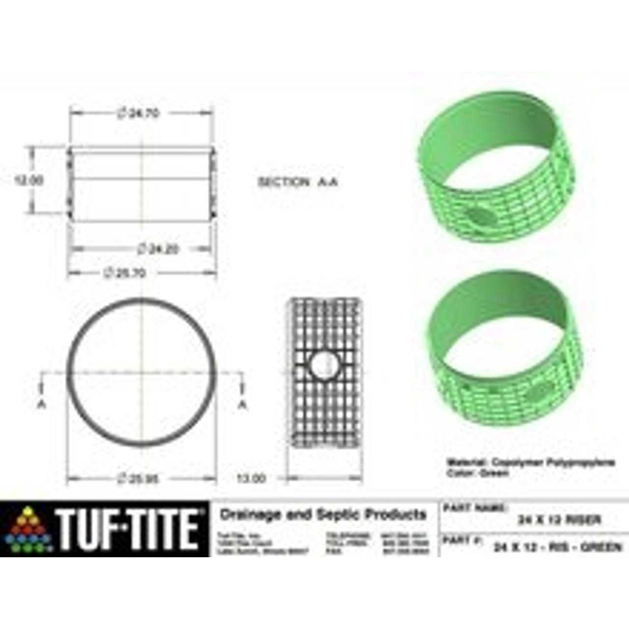 TUF-Tite 24 Heavy Duty Flat Riser Lid for TUF-Tite Risers or Corrugated Pipe Risers - Zenithce