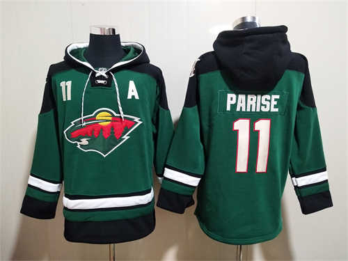 Minnesota Wild #11 Zach Parise Green Ageless Must-Have Lace-Up Pullover Hoodie - Zenithce