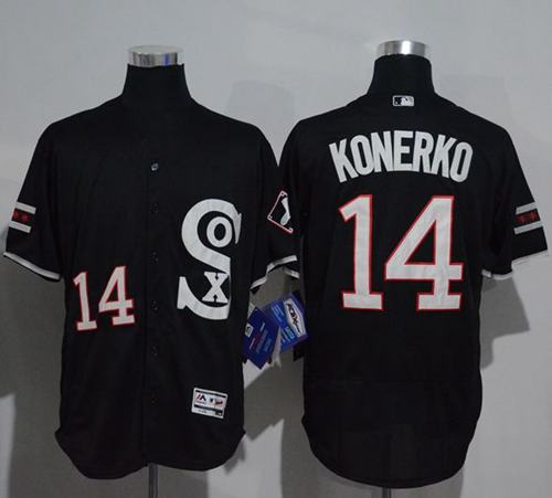 White Sox #14 Paul Konerko Black New Flexbase Authentic Collection Stitched Jersey - Zenithce