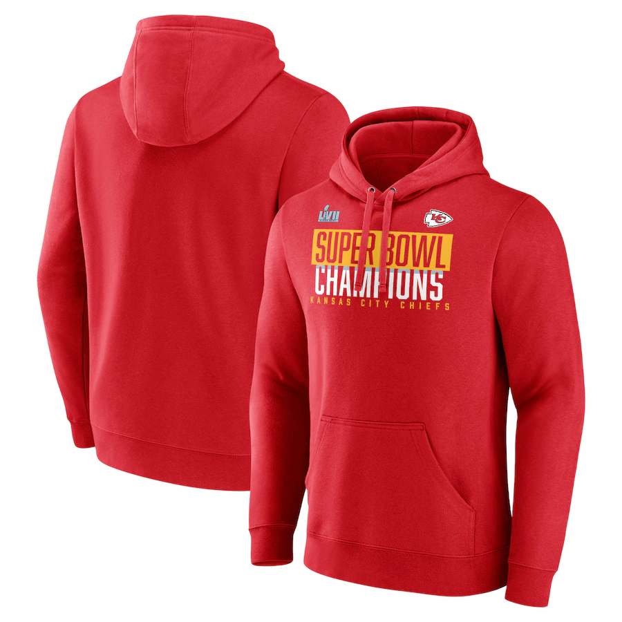 Kansas City Chiefs Red AFC Champions Team Slogan Pullover Hoodie - Zenithce