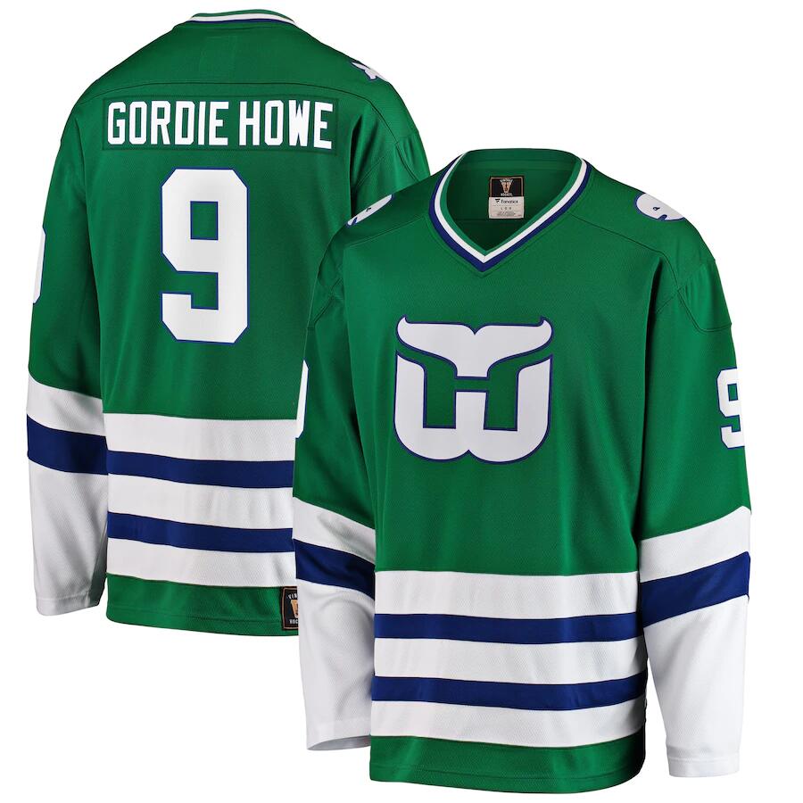 Whalers #9 Gordie Howe Stitched Green Jersey - Zenithce