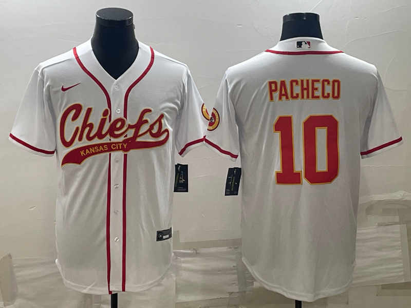 Kansas City Chiefs #10 Isiah Pacheco White With Patch Cool Base Stitched Baseball Jersey - Zenithce