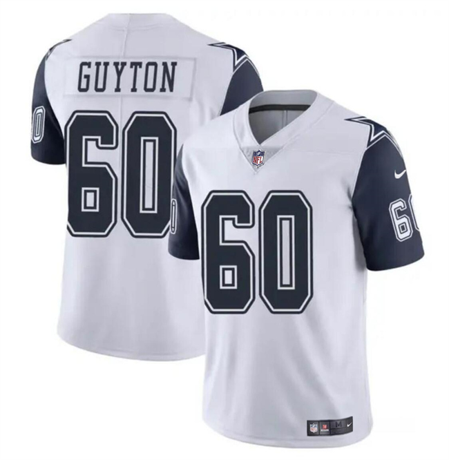 Dallas Cowboys #60 Tyler Guyton White 2024 Draft Color Rush Limited Stitched Jersey - Zenithce